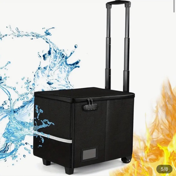 File Box w/ Wheels & Extendable Handle, Document Storage Box - Picture 5 of 7